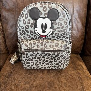 Mickey Mouse Backpack - Black and Gray Leopard Print